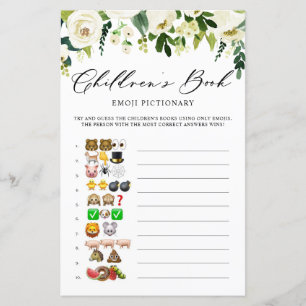 Papier Fleurs blanches Livre Emoji Pictionary Card