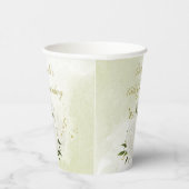 Papier fleurs blanches romantiques verdure gobelets en pa (Droite)