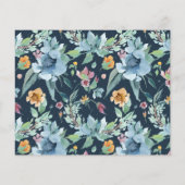 Papier fleurs bleu aquarelle accueil de mariage (Dos)