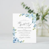 Papier fleurs bleu clair faire-part de mariage (Debout devant)