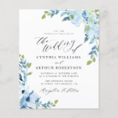 Papier fleurs bleu clair faire-part de mariage (Devant)