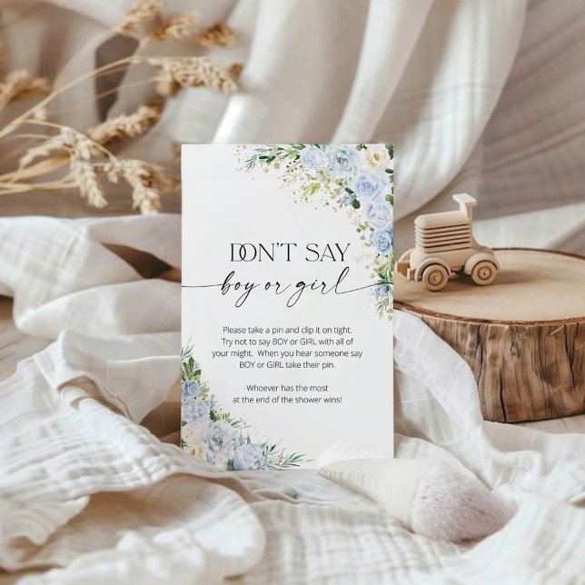Papier Fleurs Bleu Clair Ne dites pas garçon ou fille jeu (Créateur téléchargé)
