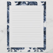 Papier Fleurs Bleu Marine Blanc Doublure 2 Faces (Dos)