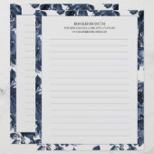 Papier Fleurs Bleu Marine Blanc Doublure 2 Faces (Devant / Derrière)