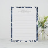 Papier Fleurs Bleu Marine Blanc Doublure 2 Faces (Debout devant)