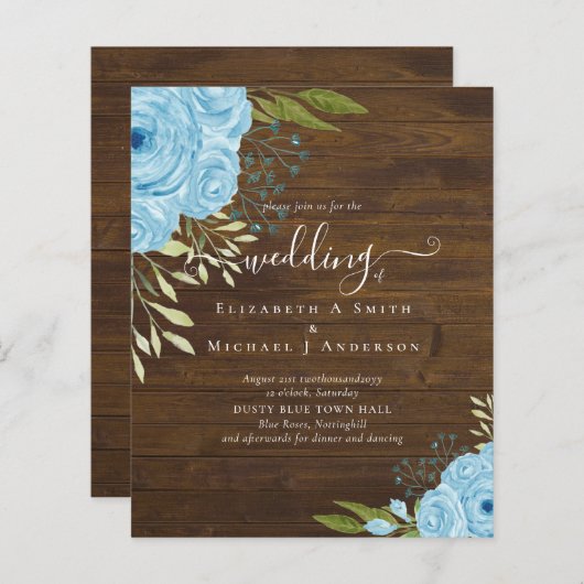 Papier Fleurs bleu poussiéreux de budget Mariage citron v (Devant / Derrière)