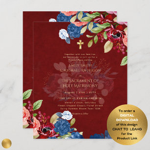 Papier Fleurs Bleues Bourgogne Catholique NuptialeMasse M