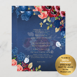 Papier Fleurs Bleues Bourgogne Catholique NuptialeMasse M