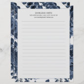 Papier Fleurs bleues de la Marine Blanc 2 côtés (Devant / Derrière)