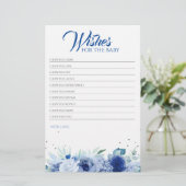 Papier Fleurs Bleues Élégant jeu de Baby shower (Debout devant)