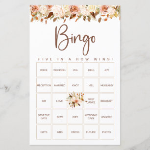 Papier Fleurs Boho Automne   Jeu de Bingo de Mariage