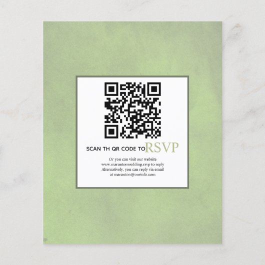 Papier Fleurs BUDGET Code QR faire-part de mariage vert (Dos)