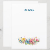 Papier Fleurs colorées et texte Modèle. (Devant / Derrière)