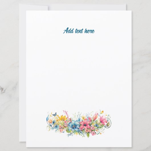 Papier Fleurs colorées et texte Modèle. (Devant)