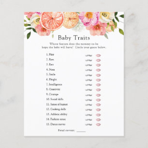 Papier Fleurs d'agrumes roses Baby Traits Douche Jeu