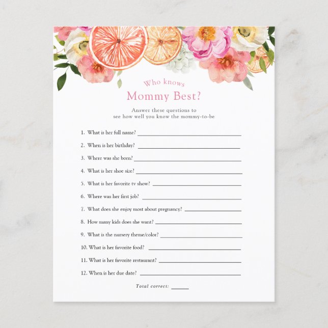 Papier Fleurs d'agrumes roses qui connaissent maman mieux (Devant)