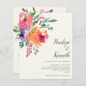 Papier Fleurs d'aquarelle budget Élégant Mariage de scrip (Devant / Derrière)