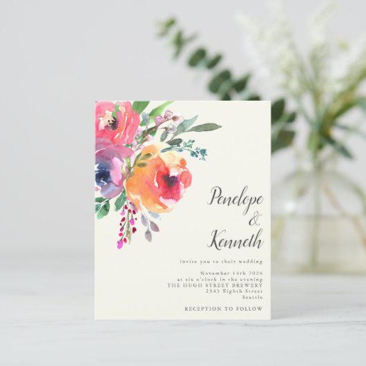 Papier Fleurs d'aquarelle budget Élégant Mariage de scrip (Debout devant)
