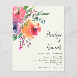 Papier Fleurs d'aquarelle budget Élégant Mariage de scrip