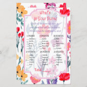 Papier Fleurs d'aquarelle Ce qui est dans votre jeu de sa (Devant / Derrière)