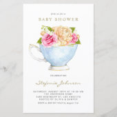 Papier Fleurs d'aquarelle dans le Baby shower Teacup (Devant)