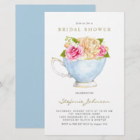 Fleurs d'aquarelle dans Teacup Invitation Fête des