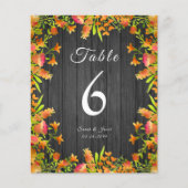 Papier Fleurs d'aquarelle d'automne sur bois rustique (Devant)