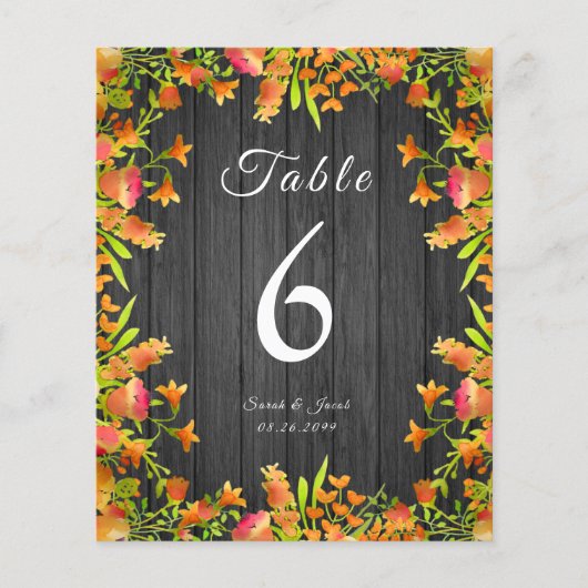 Papier Fleurs d'aquarelle d'automne sur bois rustique (Devant)