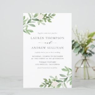 Papier Fleurs d'aquarelle et Faire-part de mariage de ver