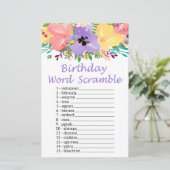 Papier Fleurs d'aquarelle JEU D'ANNIVERSAIRE WORD SCRAMBL (Debout devant)