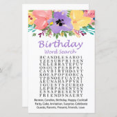 Papier Fleurs d'aquarelle Jour de recherche mot jeu (Devant / Derrière)