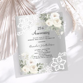Papier Fleurs d'argent 25e anniversaire mariage invitatio
