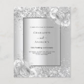 Papier Fleurs d'argent 25e anniversaire mariage invitatio (Devant)