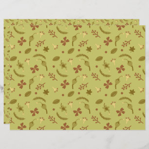 Papier Fleurs d'art populaire vert