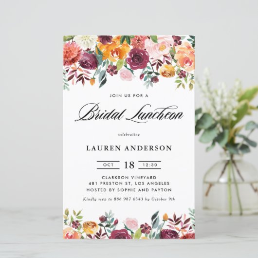 Papier Fleurs d'automne Garland Bridal Luncheon Invitatio (Debout devant)