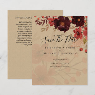 Papier Fleurs d'automne SAVE THE DATE Terracotta Bourgogn