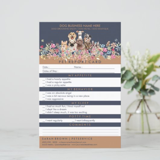 Papier Fleurs de Animaux Chiens Chic (Debout devant)