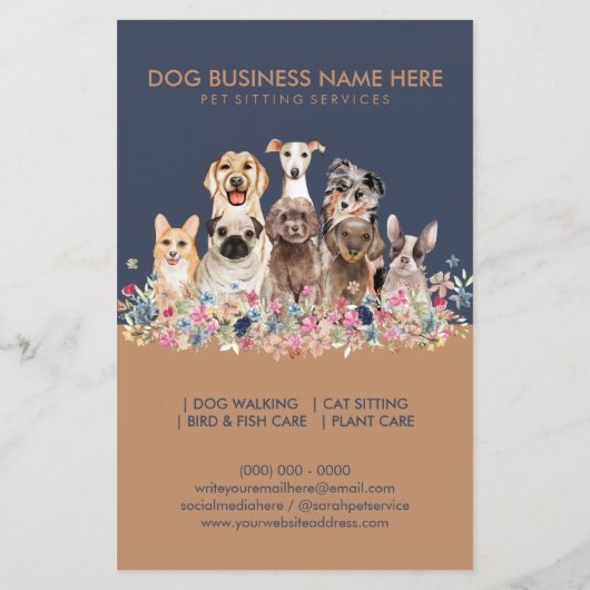 Papier Fleurs de Animaux Chiens Chic (Dos)