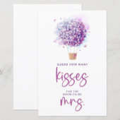 Papier Fleurs de ballon aquarelle | Combien de baisers ma (Devant / Derrière)