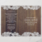 Papier Fleurs de dentelle | Barn Wood Folded Wedding Prog (Devant)