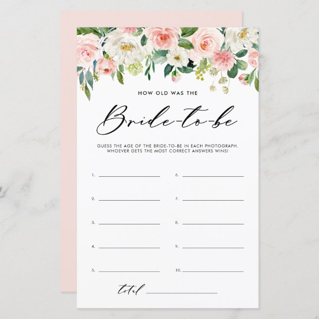 Papier Fleurs De Jardin L'Âge Du Jeu De Douche De Mariée (Devant / Derrière)