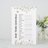 Papier Fleurs de jardin sauvage Baby shower Mot (Debout devant)