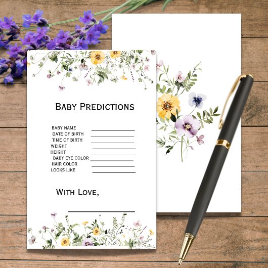 Papier Fleurs de jardin sauvage Baby shower Prédictions J