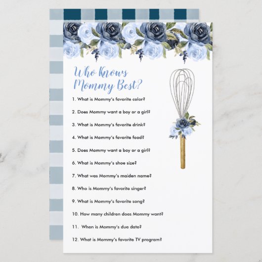 Papier Fleurs de la Marine Qui Connaît Maman Meilleure Ve (Devant / Derrière)