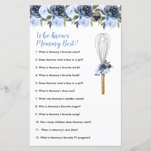 Papier Fleurs de la Marine Qui Connaît Maman Meilleure Ve (Devant)