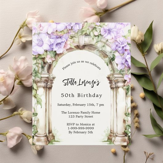Papier Fleurs de lavande arch beige invitation d'annivers