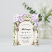 Papier Fleurs de lavande arch beige invitation d'annivers (Debout devant)