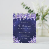 Papier Fleurs de lavande bleu marine faire-part de mariag (Debout devant)