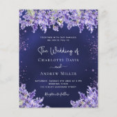 Papier Fleurs de lavande bleu marine faire-part de mariag (Devant)