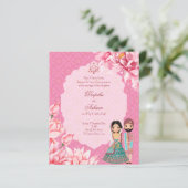 Papier Fleurs de lotus budget invitation de mariage indie (Debout devant)